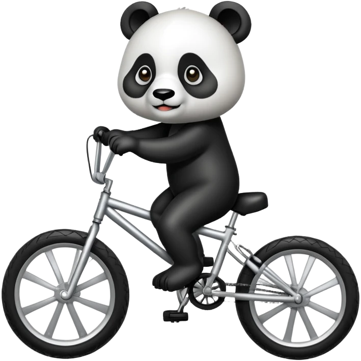 panda wearing all black on silver bmx bike emoji