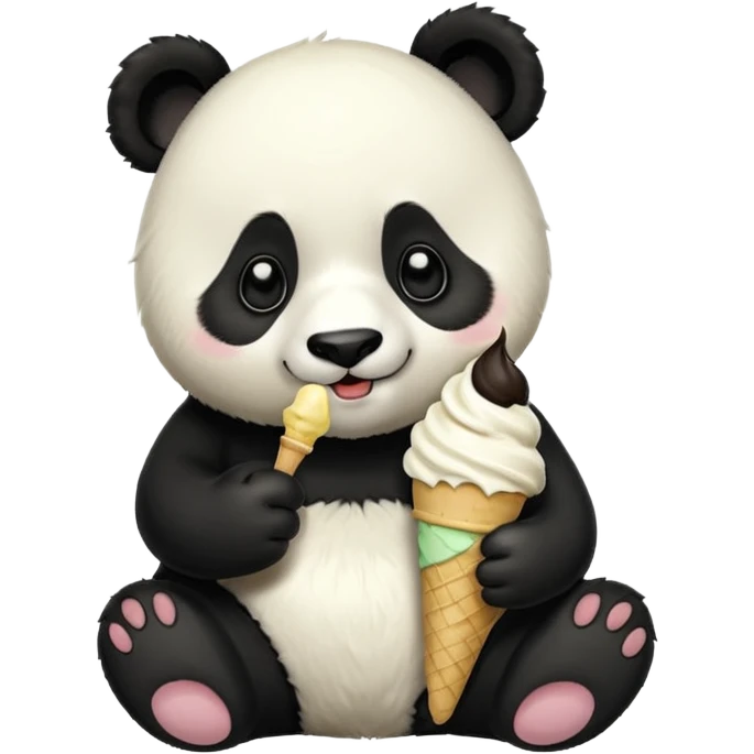Panda eating ice cream emoji