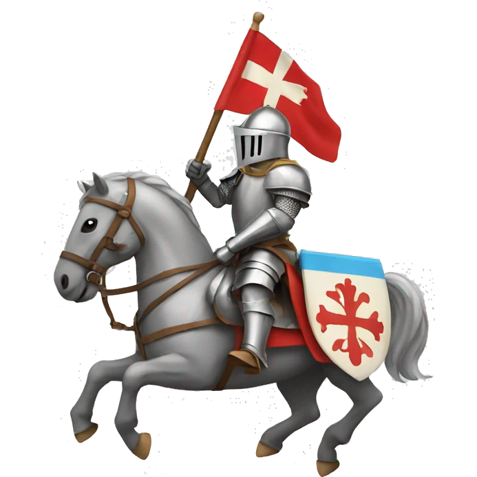 Knight on a running horse with a flag emoji