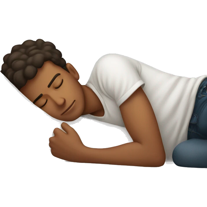 young brown man sleeping on white pillow emoji