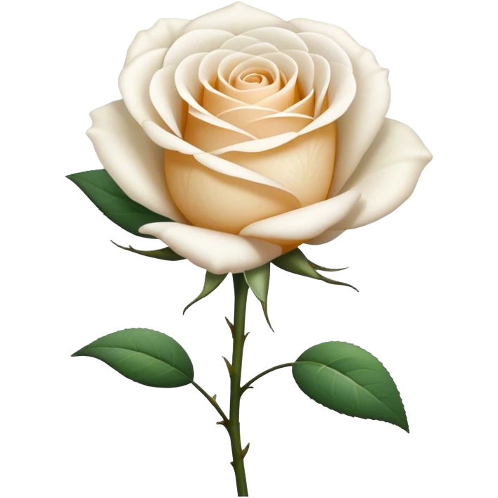 single Bi-Colored Tea White Rose Rose, straight stem emoji
