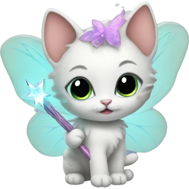 Kitten fairy with wand emoji
