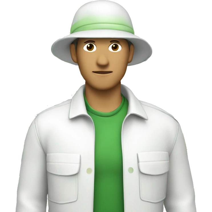 gardener pith helmet jacket white green trees  emoji