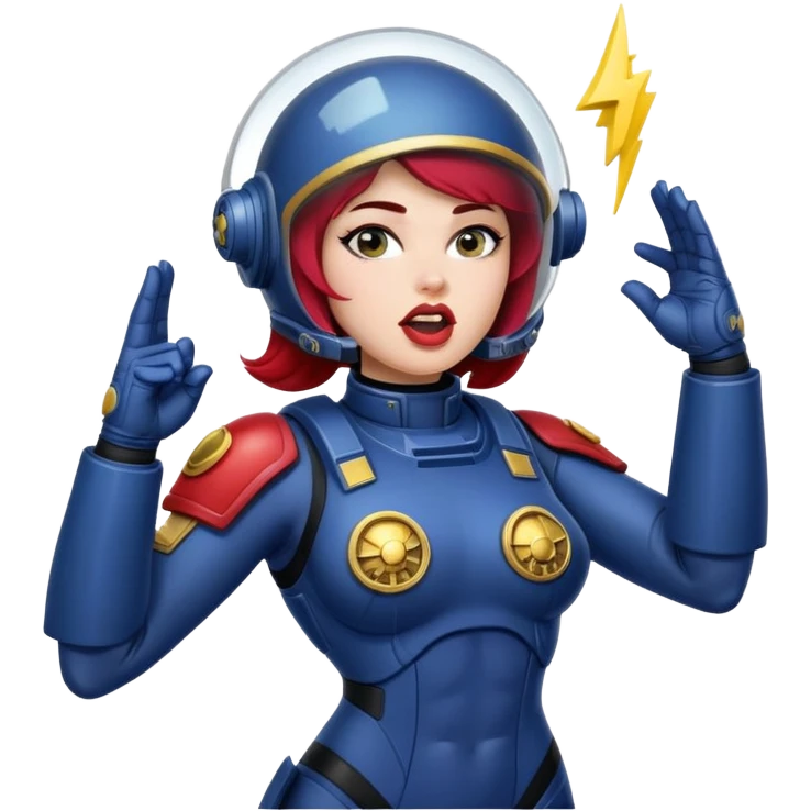woman space marine in bodysuit salutes tongue out emoji