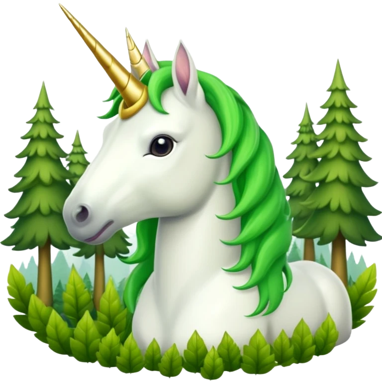 Единорог с зеленой гривой, лесной единорог emoji