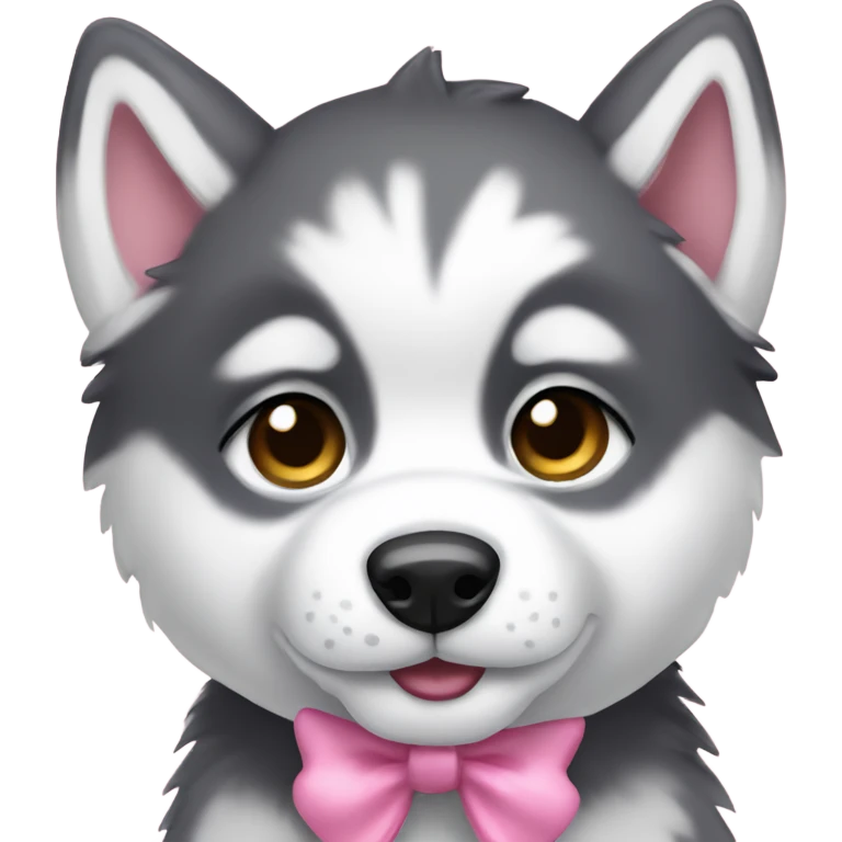 Husky puppy with pink bow emoji