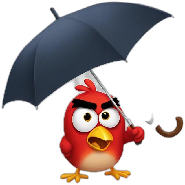 Angry bird eating umbrella emoji
