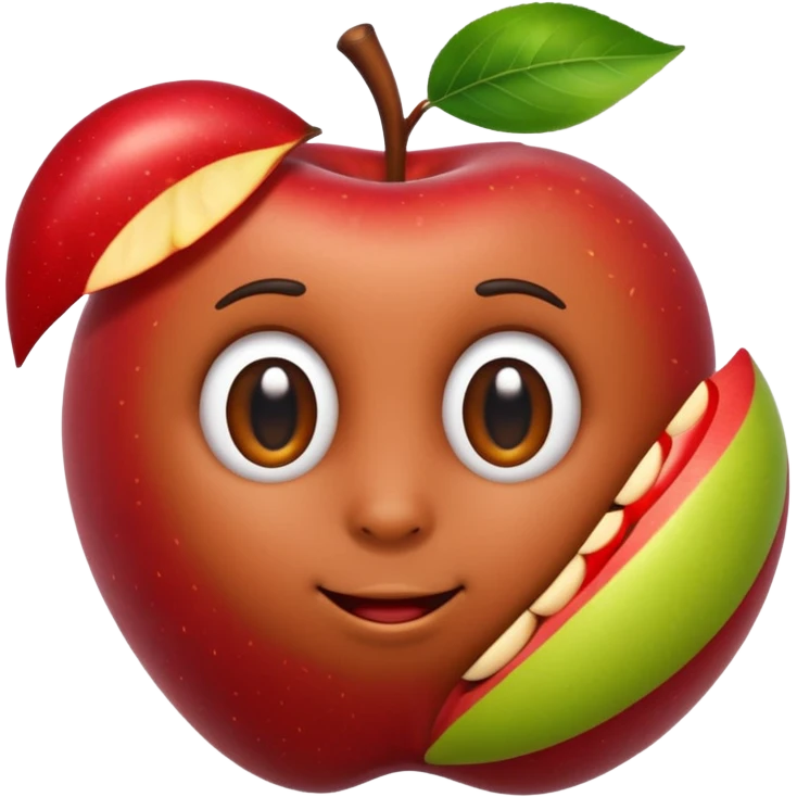 a Worm peeking, worm apple emoji
