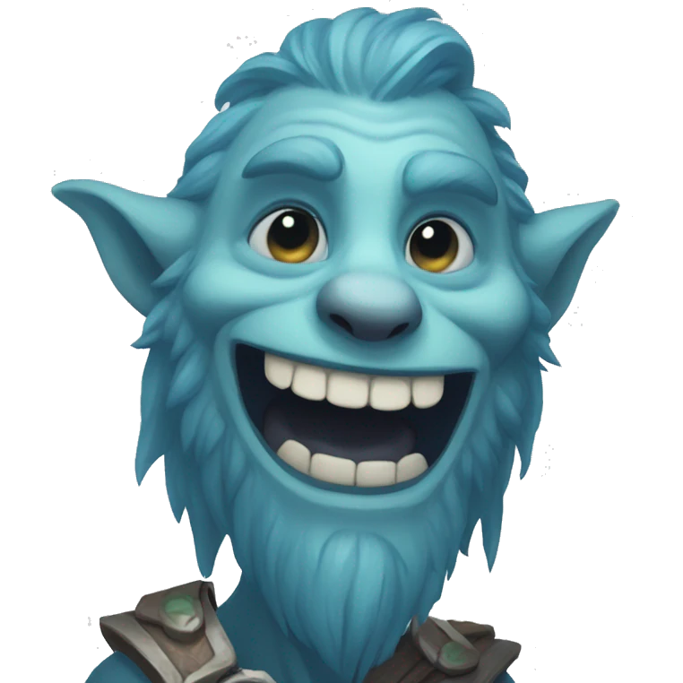 Spectral giant firbolg blue smiling emoji
