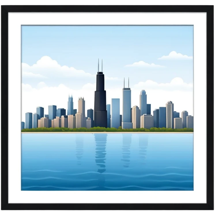 Morning in Chicago with skyline view from Lake Michigan emoji
