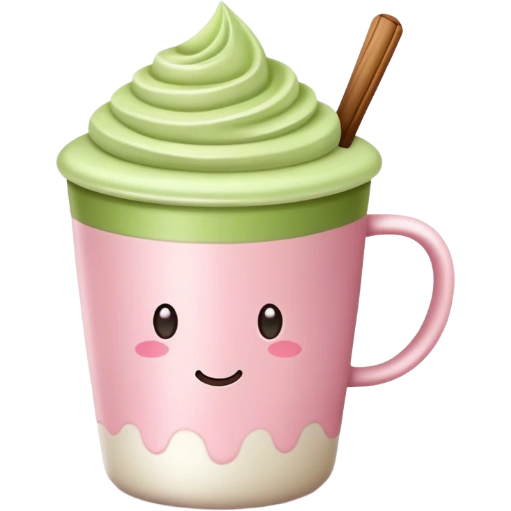 light pink cup with matcha latte emoji