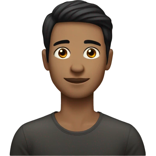 A slightly light brunette (man)  person with mixed black hair and a hoop earring in each ear. Her nose is small, her skin is clean, her eyelashes are long.eye color dark brown emoji