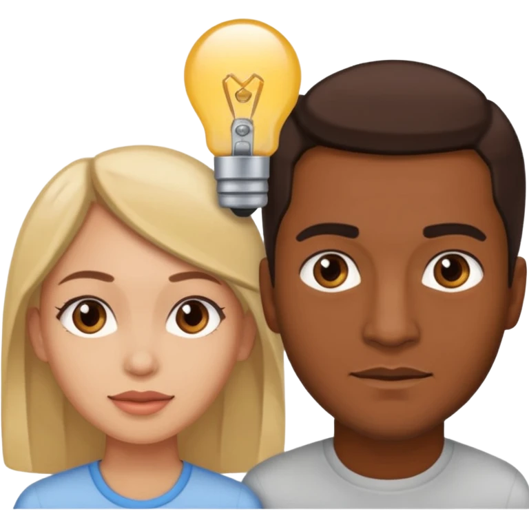 Brown man behind light skinned woman emoji