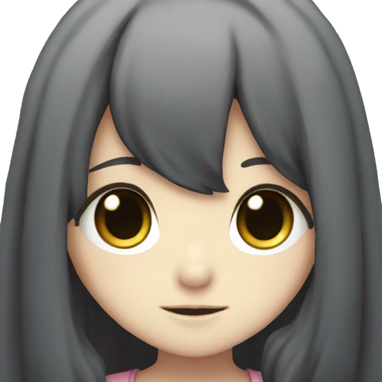 kawaii long dark hair anime girl  emoji