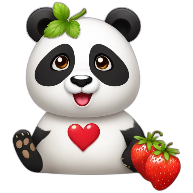 Panda + straberry love  emoji
