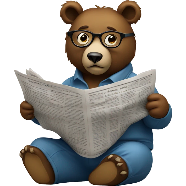 bear sitting on cloud wearing glasses reading newspaper emoji