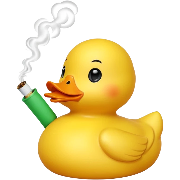 Rubber duck smoking a splif cartoon emoji