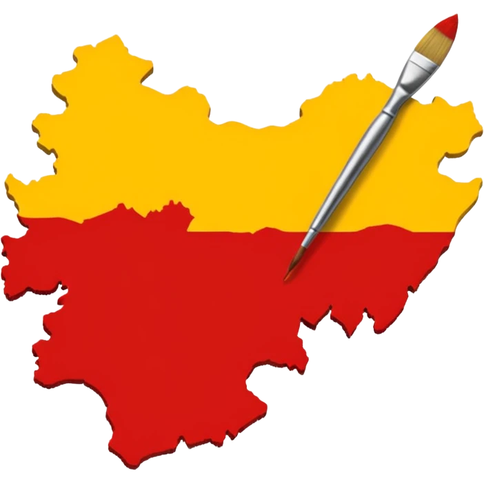 Create a emoji an Karnataka Map top yellow brush paint type and bottom red brush paint type emoji