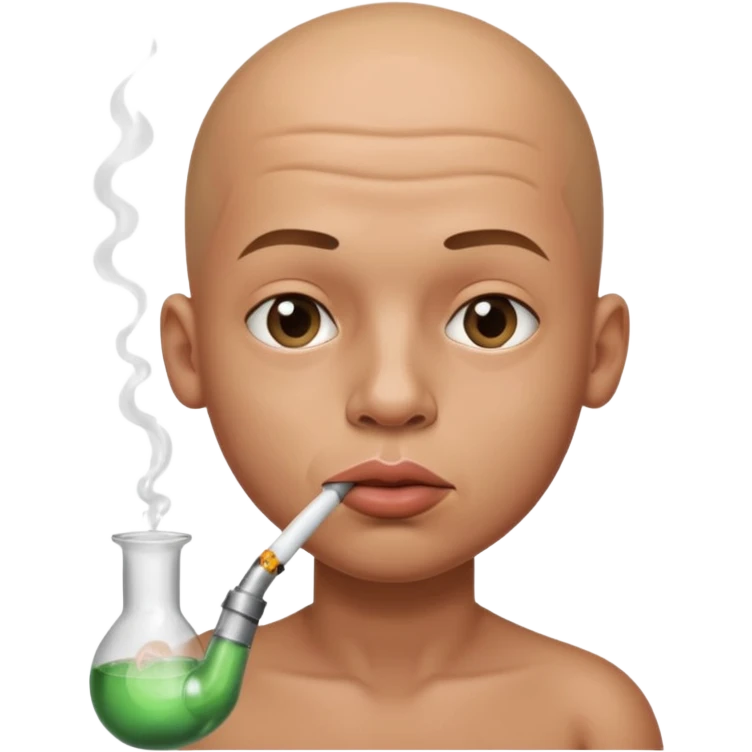 Boy with bald head huge lips smoking from a glass  pipe  emoji