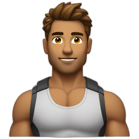 Corp musclé cheuveux marons  emoji