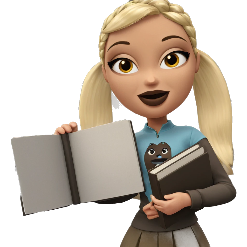 smiling girl with book emoji
