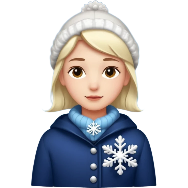 Fantasy human emoji portrait, small winter brooch or snowflake pin on clothing, festive but restrained design, cozy winter mood, flat emoji style, male/female variant
 emoji