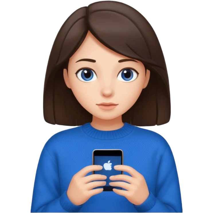 brunette girl whit blue sweater emoji