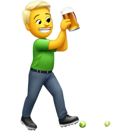 Golfer drinking a beer after a hole in one emoji