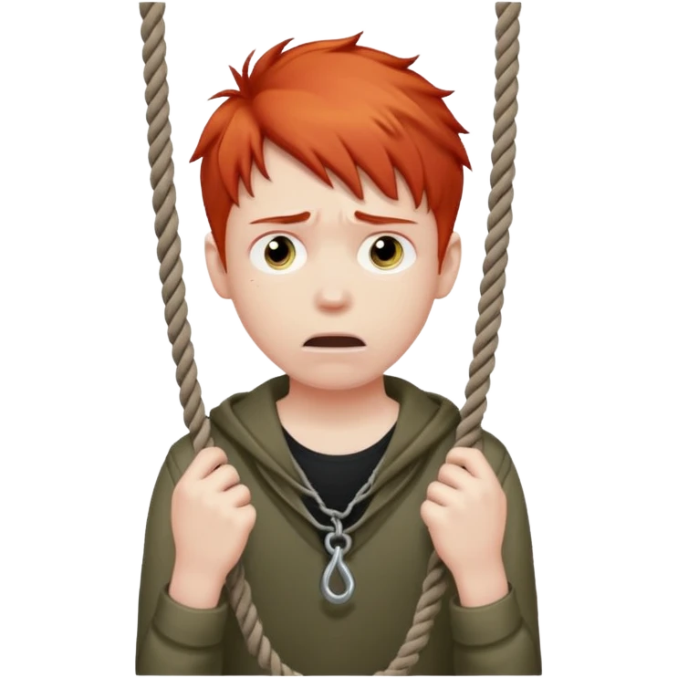 red head boy hanging from noose emoji