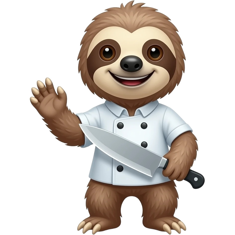 smiling killer sloth w chef's knife emoji