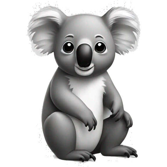 koala, black nd white emoji