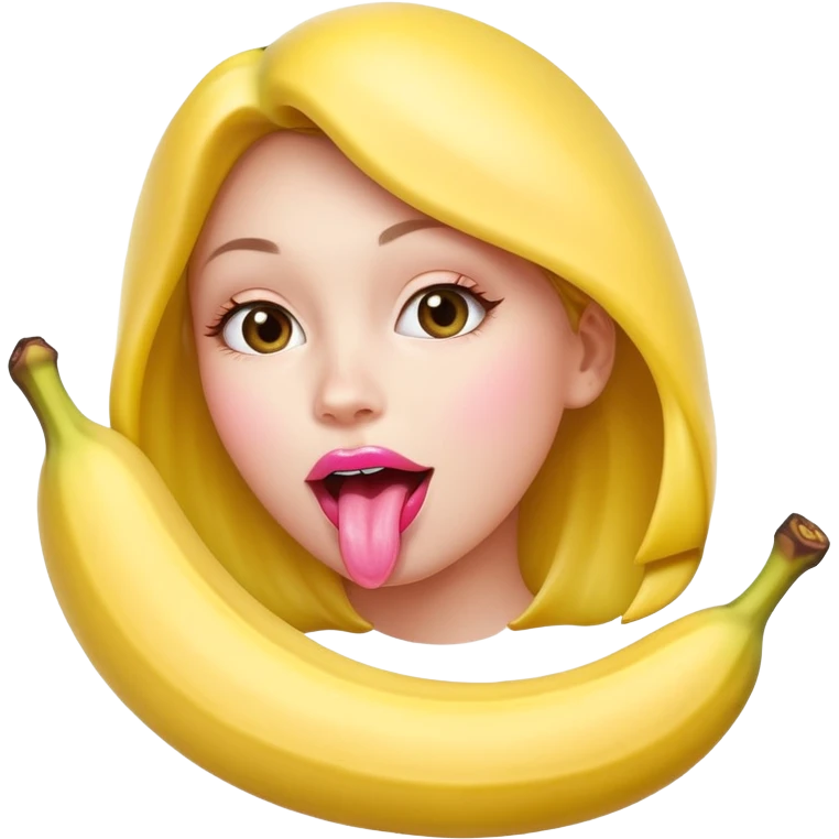 une bouche féminine qui lèche une banane emoji