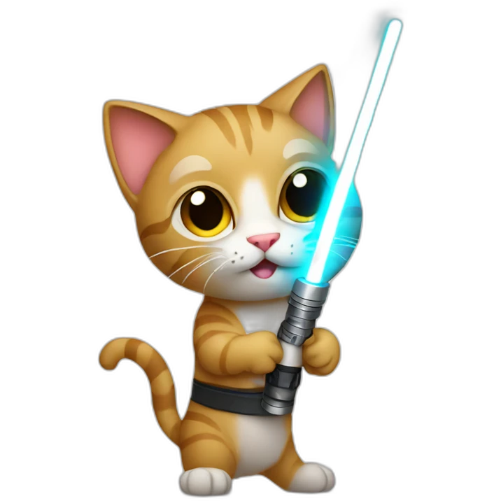 cat holding light saber emoji