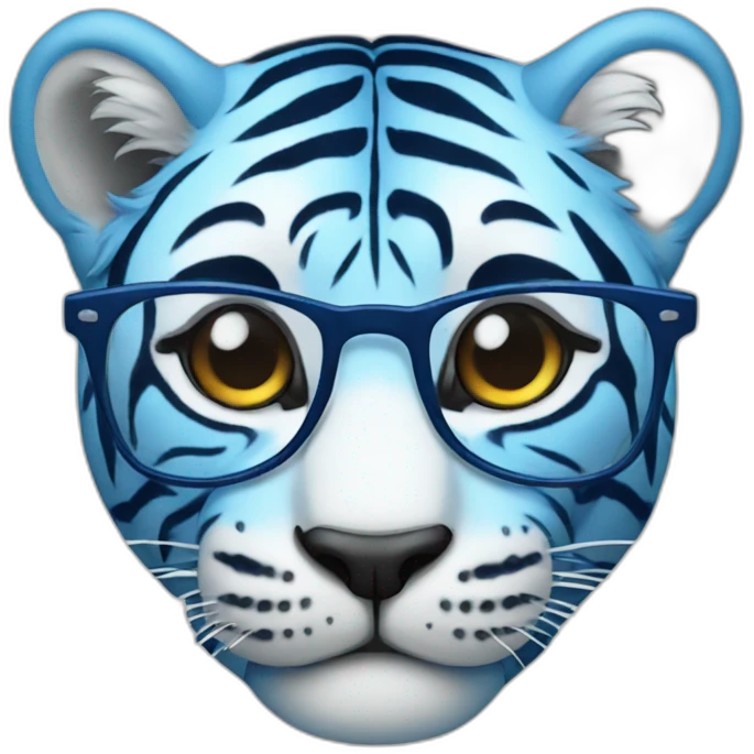 Blue tiger with glasses emoji