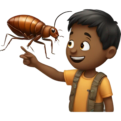  kid playing with cockroach emoji