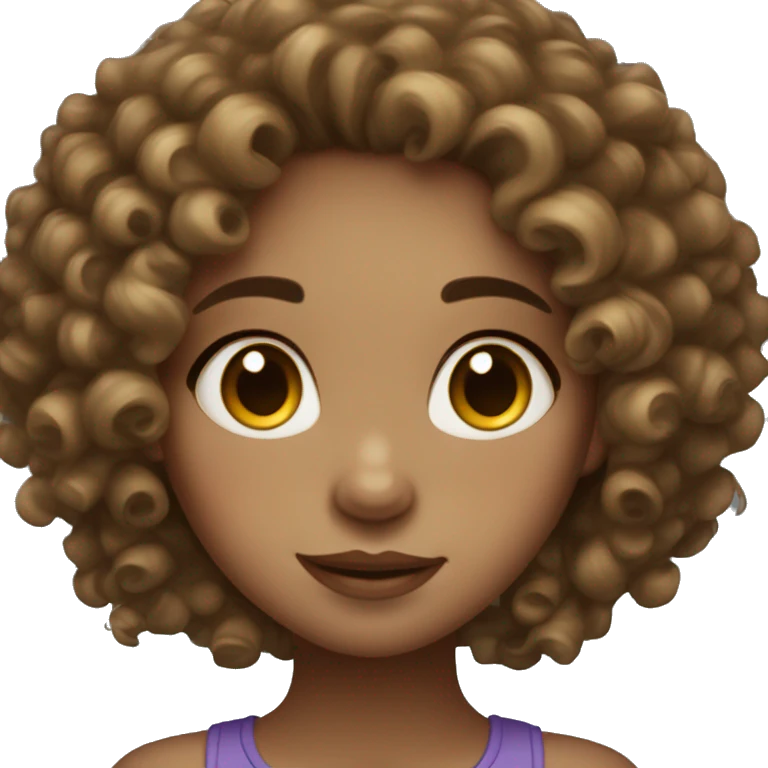 a light skinned pretty girl with freckles and curly dark brown curls emoji