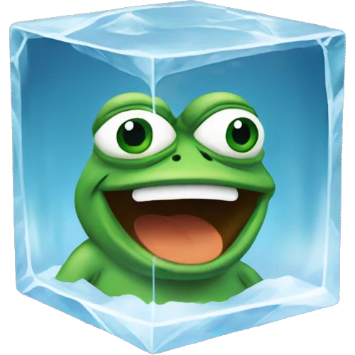 pepe the frog inside an icecube emoji