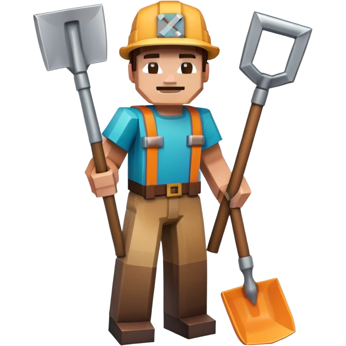Minecraft character holding a shovel emoji