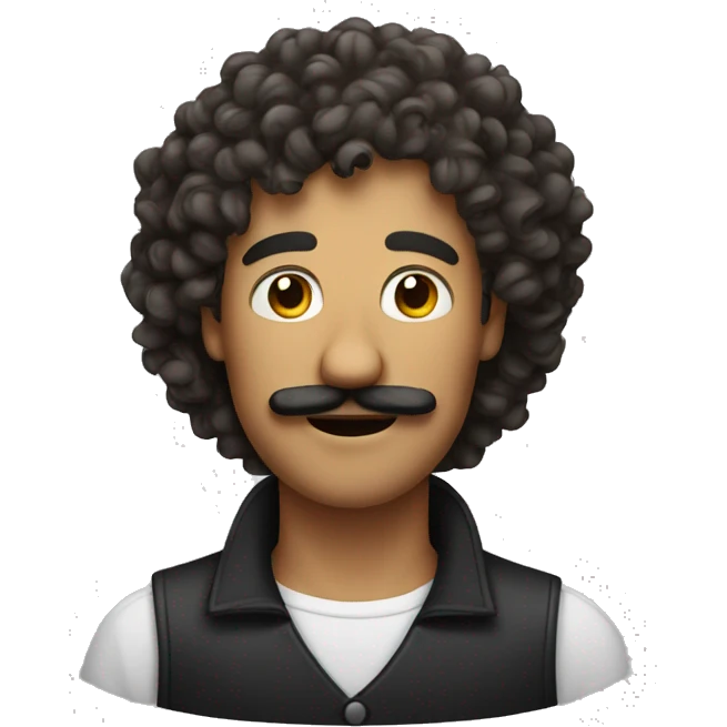 curly hair mustache man emoji