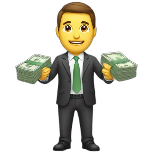 business man holding money emoji