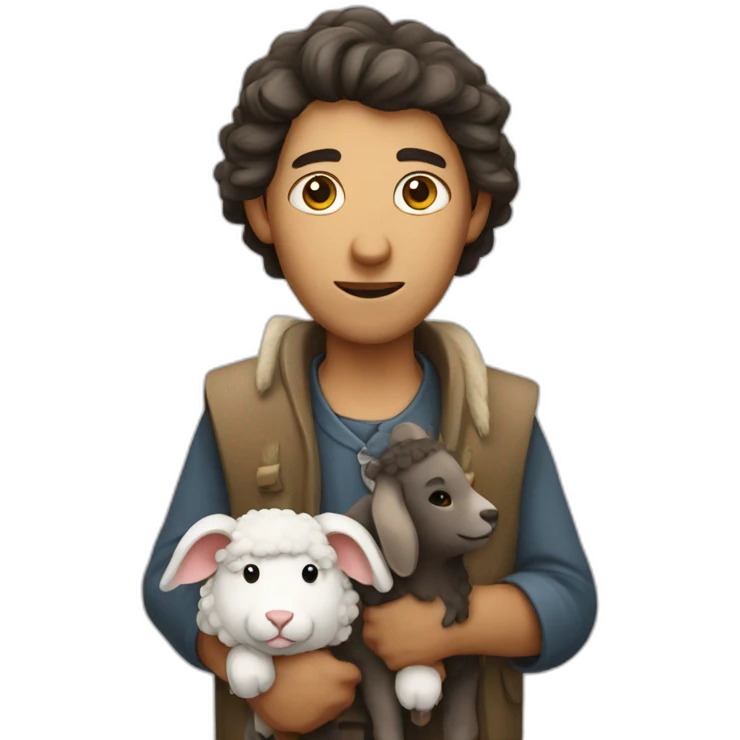 shepherd with mouse instead of sheep emoji