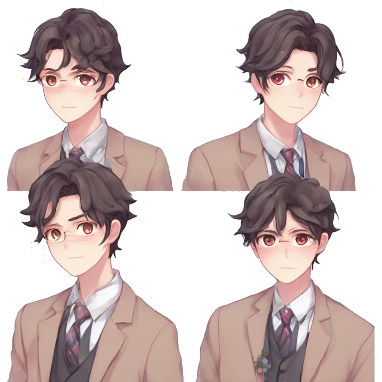 Gorgeous romantic hot attractive anime style modern gentlemanly anime shojo guy with pretty hair and colorful eyes and blushing face aesthetic trending style  pastelcore cottagecore kawaiicore emoji