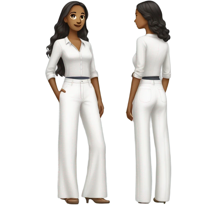Realistic isolated pair of high waist long wide leg dressy casual pants in white emoji