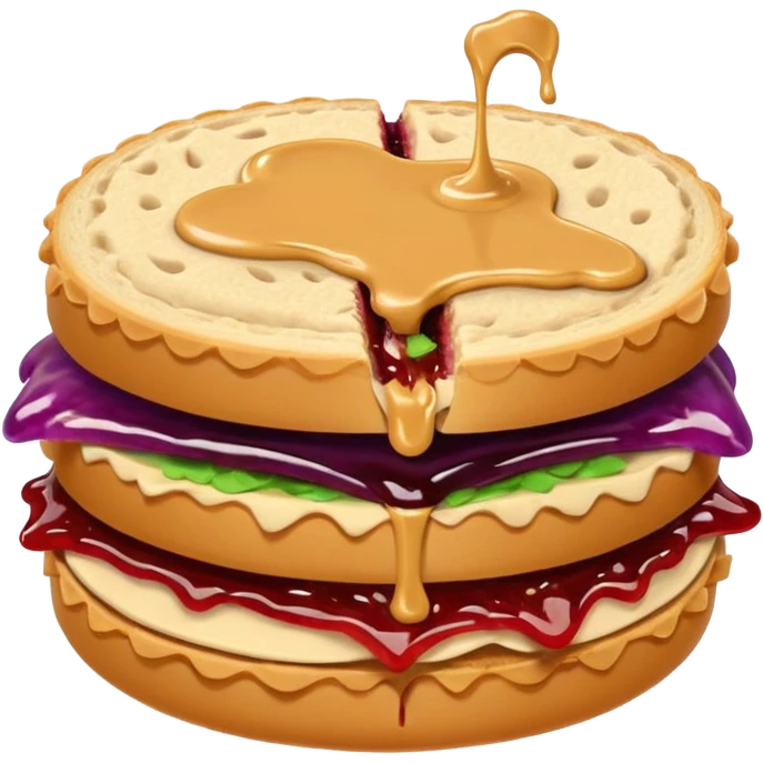 a round uncrustable sandwich with crimped edges and a bite taken out of it emoji