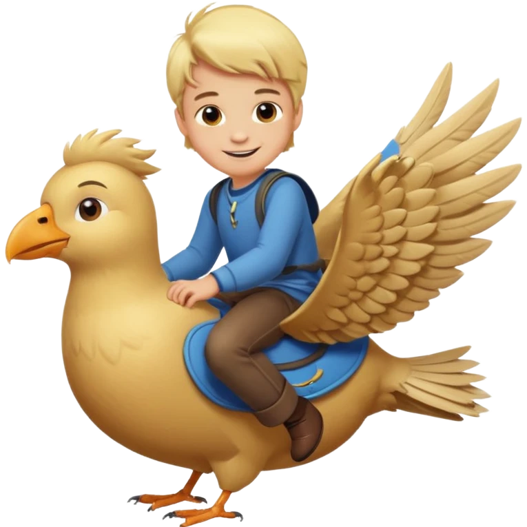 blonde boy with bird riding emoji