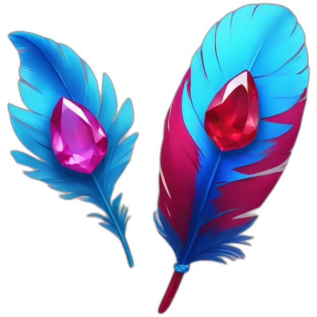 a ruby gem and a blue feather emoji