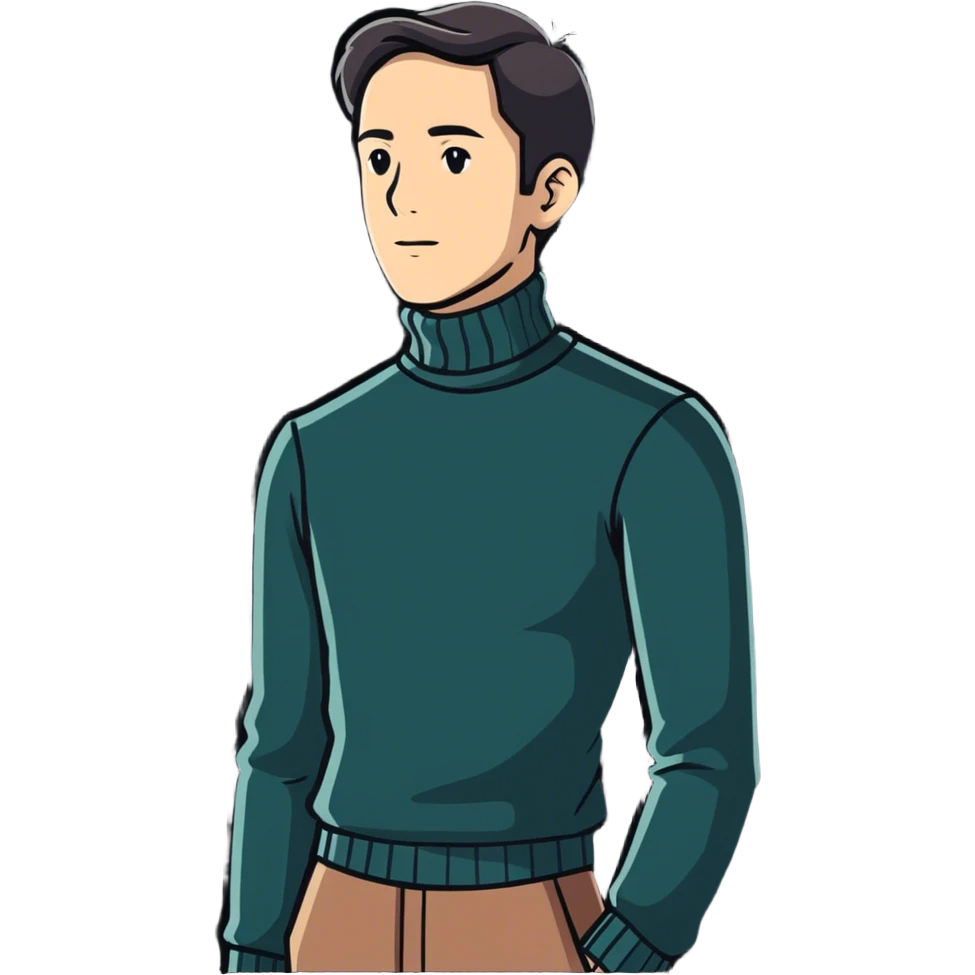 confident man in turtleneck emoji