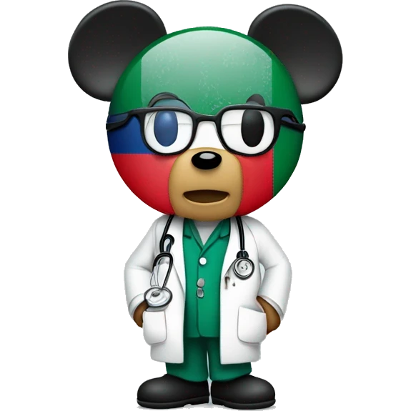 Mickey Mouse dressed as a doctor looking Sad with a Bangladesh flag  emoji