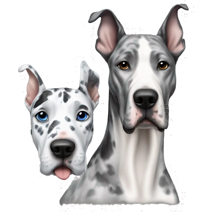 Asian man next to blue Merle great dane emoji