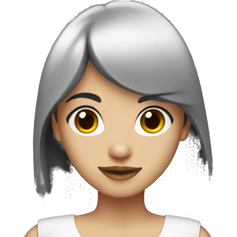 A woman with black hair with bangs and long hair wore a white dress emoji